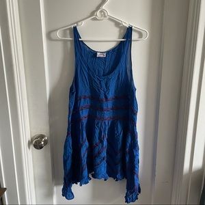 Free People Voile and Lace Trapeze Slip Royal Blue